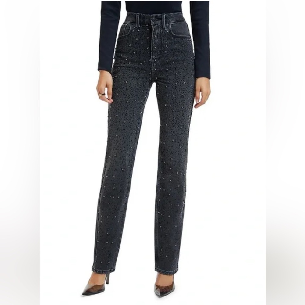 Good American Good Icon Embellished High Rise Jeans